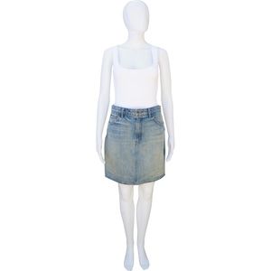 HELMUT LANG DISTRESSED DENIM MINI SKIRT